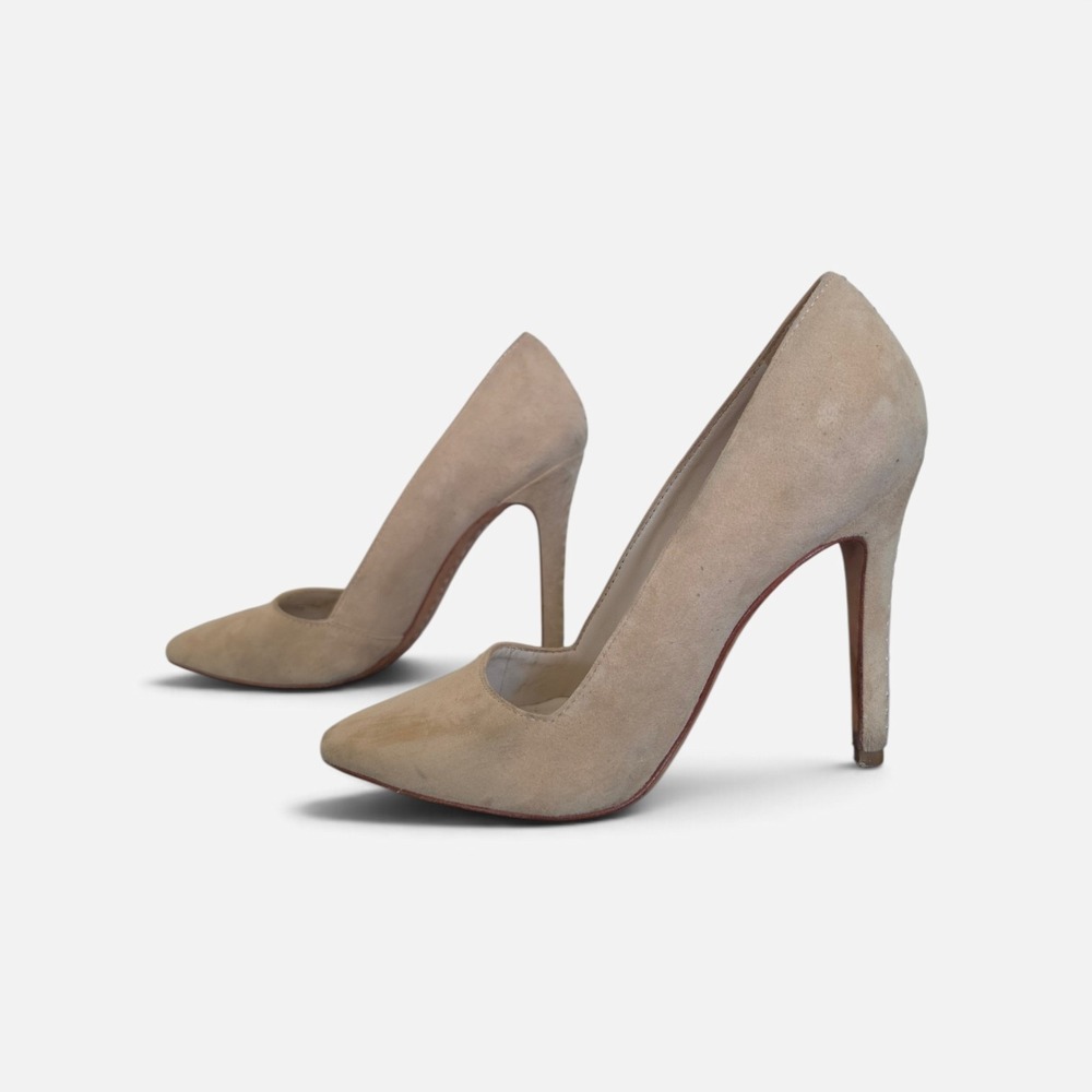 Alice+Olivia Dina Suede Nude Cream Chic High Heel Pumps Shoes sz EU 35 US 4.5